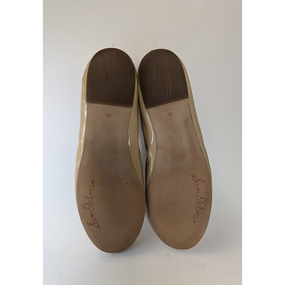 Sam Edelman Felicia Shoes Bow Ballet Flat Luxe Nude Beige Patent Leather Sz 7.5 - Picture 5 of 6